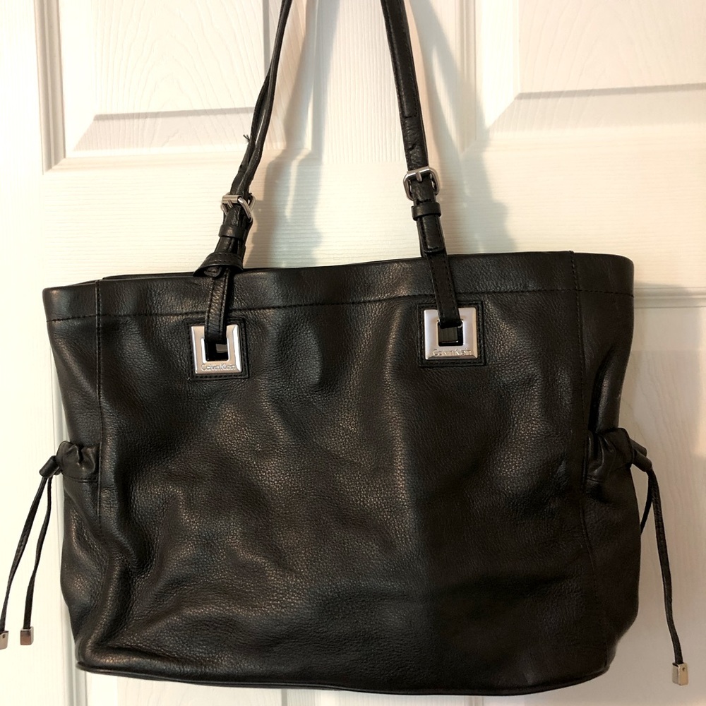 Calvin Klein handbag black leather with silver accents